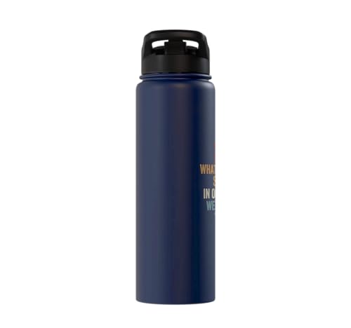 Whose Serve What's the Score Funny Pickleball Questions Stainless Steel Insulated Water Bottle - color: Navy Blue