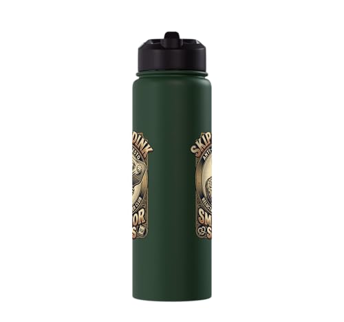 Pickleball Humor s Smash for Snacks s Court Rules Stainless Steel Insulated Water Bottle - color: Dark Green