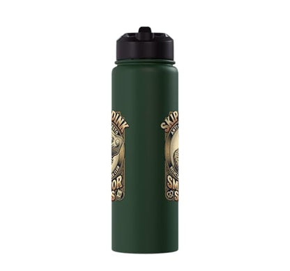 Pickleball Humor s Smash for Snacks s Court Rules Stainless Steel Insulated Water Bottle - color: Dark Green