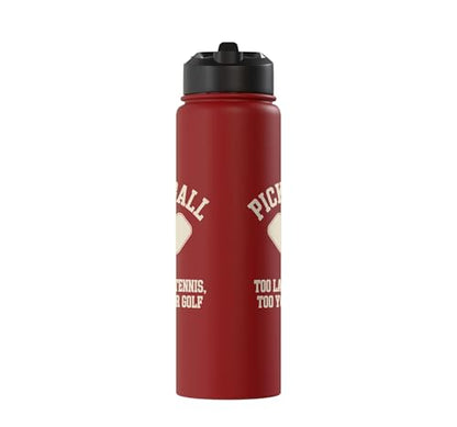 Pickleball Player Too Lazy For Tennis Too Young For Golf Stainless Steel Insulated Water Bottle - color: Red
