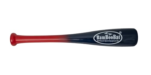 BamBooBat by PINNACLE SPORTS EQUIPMENT INC. Adult Baseball and Softball Wood One Hand Training Bat- 18 Inch or 21 Inch - color: Red Handle / Black Barrel, size: 21 Inch