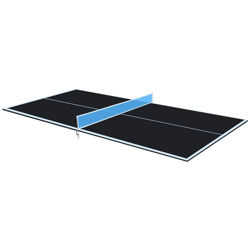 KEIKI 6FT/7FT/8FT/8.5FT/9FT Portable Ping Pong Table Top, 0.47" Portable Table Tennis Conversion Top for Indoor Games, Quick Setup, Single Side Upright, Table Tennis Set for Adults - color: Black, size: 8×4FT