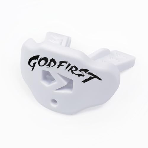 Lip Guard Football Mouth Guard – Youth & Adult Mouthpiece with Strap – Sleefs - color: God First White
