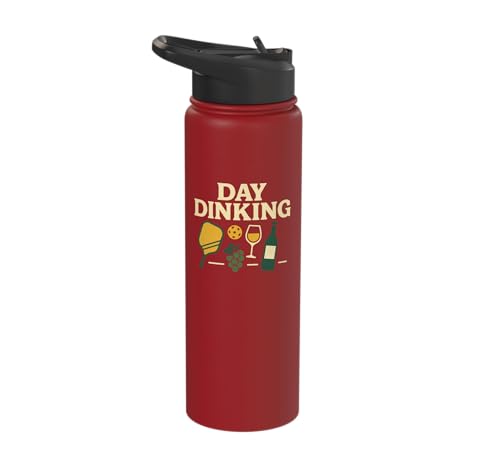 Funny Pickleball Pun Paddle Day Dinking Stainless Steel Insulated Water Bottle - color: Red