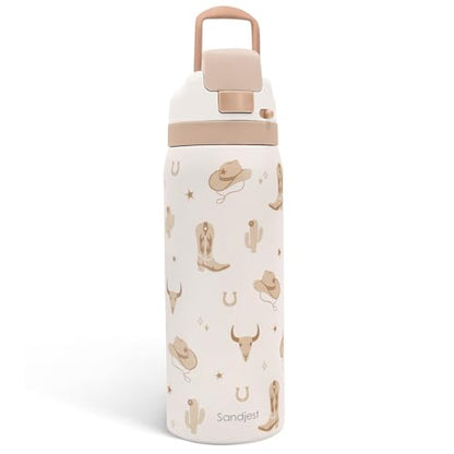 Cowgirl Insulated Stainless Steel Water Bottle with Straw for Sports and Travel, 32oz, Gifts for Women Girls Friends Teens Birthday Christmas - color: Cowgirl