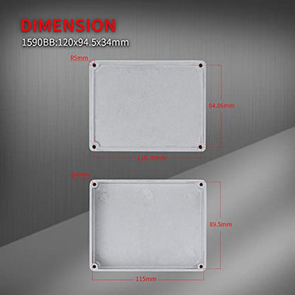 DaierTek 1590BB Aluminum Metal Stomp Box Case Guitar Pedal Enclosure Effect Enclosure Stomp Box Unpainted 120x94.5x34 MM