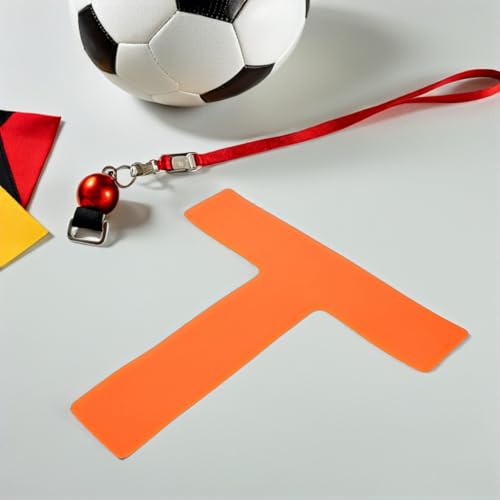 SOLUSTRE 4pcs T-Shaped Soccer Training Spot Markers Flat Court Floor Marking Pads Orange Agility Practice Equipment for Football Basketball Yard and Tennis Training