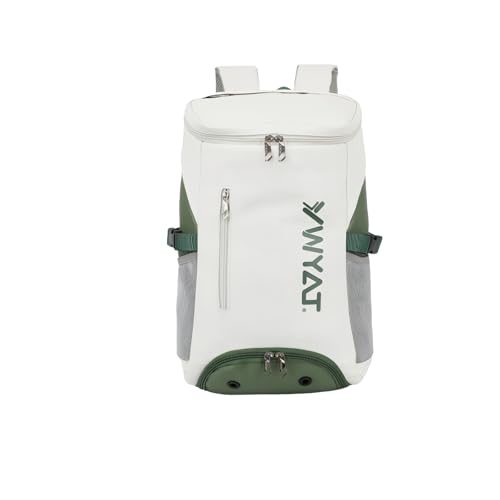 Badminton Tennis Backpack with Shoe Compartment,Racket Holder, Large Capacity Sports Bag for Tennis, Badminton, Pickleball, Squash - color: White&Green