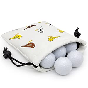 Golf Valuables Pouch, Leather Golf Tee Pouch with Drawstring Closure Golf Ball Tee Handbag Portable Golf Accessories - color: Birdie Birds