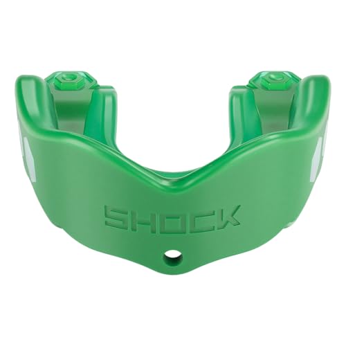 Shock Doctor Mouth Guard Sports, Hockey, Lacrosse, Baseball, Wrestling Moutguard, Gel Max Heavy Duty Protection & Custom Fit, Football Mouth Guard with Strap, Adult & Youth Mouthguard - color: Green, size: Youth, style: Non-flavored