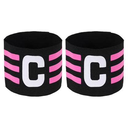 Captain Arm Bands for Soccer, Soccer Captain C Armband, Classic Striped Elastic Protective Arm Badge Player Bands - color: Black