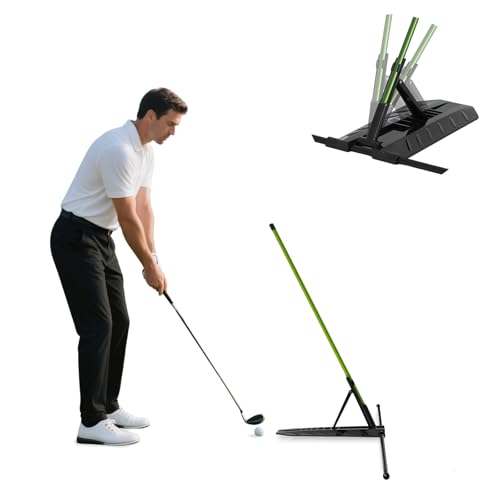Golf Alignment Stick Holder, Golf Training Aid Teaching Equipment for Aiming, for Aiming, Putting, Full Swing Trainer, Posture Corrector, Golf Swing Trainer with Metal Sticks - color: Green