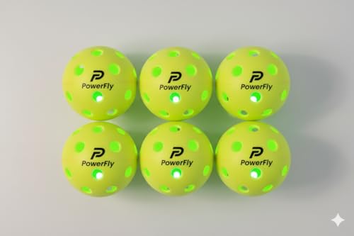 PowerFly Outdoor LED Pickleball Balls, High Visibility, 6 Pack - color: Yellow