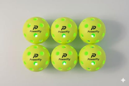 PowerFly Outdoor LED Pickleball Balls, High Visibility, 6 Pack - color: Yellow