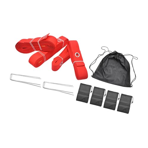 COOLHOOD Beach Volleyball Line with Ground Nails Outdoor Volleyball Boundaries Line Courts Webbing Marker Enduring Outdoor Boundaries - color: Red