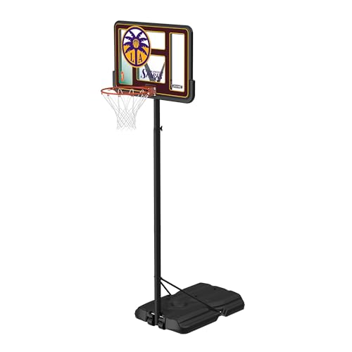 Lifetime WNBA Los Angeles Sparks Portable Basketball Hoop, Adjustable Height 7.5-10 Ft, 44 Inch Shatterproof Fusion Backboard, Base with Wheels