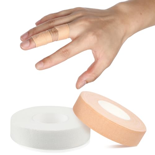 COMNICO Finger Tape, White Extra Strong 0.6-Inch x 32-feet Athletic Tape for Fingers Feet Sweat Volleyball Finger Tape for Outdoor Sports Climbing Football (White Skin Color, 2 Pcs) - color: White Skin Color, size: 2 Pcs