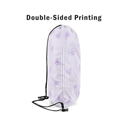 Castle Fairy Bow Drawstring Gym Bag,Purple Bowknot Stripes Foldable Waterproof Drawstring Backpack,Sweet Princess Style Draw String Back Bags for Shopping,Swimming,Beach - color: Purple