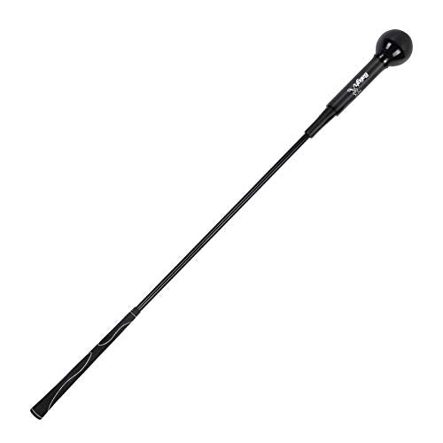 Golf Swing Trainer Aid and Correction for Strength Grip Tempo & Flexibility Training Suit for Indoor Practice Chipping Hitting Golf Accessories - color: Black, size: 48"