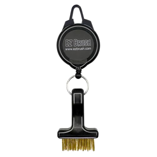 Mini Retractable Golf Club Brush Cleaning Tool with Clip and Brass Bristles