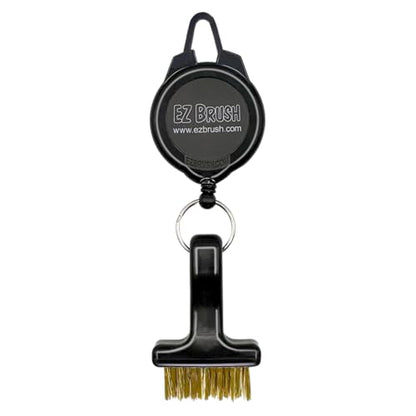 Mini Retractable Golf Club Brush Cleaning Tool with Clip and Brass Bristles