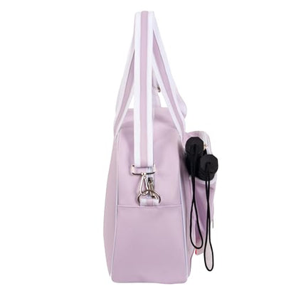 PU Leather Women Sports Shoulder Gym Bag Pickleball Duffle Bag Pickleball Tote Bag with Front Pocket for 2 Paddles, Inner Storage Pockets, Mesh Water Bottle Holder and Adjustable Shoulder Strap
