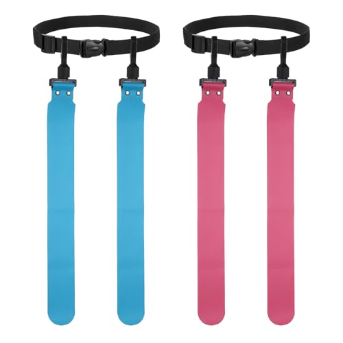 Flag Football, Adjustable Flag Football Belts with Belt and Flags Easy Tear Away - color: Rose Red/Sky Blue