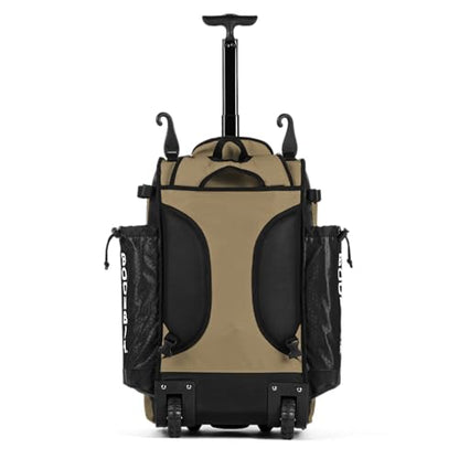 Boombah Catchers Superpack Hybrid Rolling Bat Bag - Multiple Colors - Wheeled & Backpack Version - color: Black/Vegas Gold