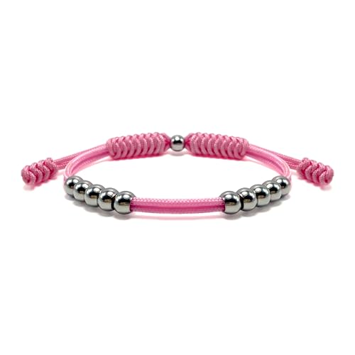Golf Counter Bracelet, 10 Bead with 2mm Paracord Durable Score Counter, Adjustable Stainless Steel Beads, Easy Stroke Counting Accessory for Men and Women - color: Pink