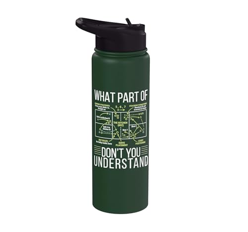 Pickleball Strategy Diagram Funny Sports Stainless Steel Insulated Water Bottle - color: Dark Green