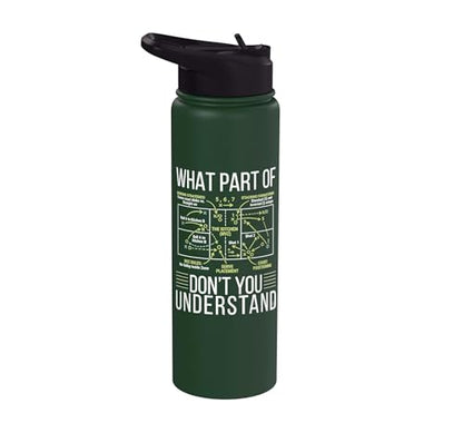 Pickleball Strategy Diagram Funny Sports Stainless Steel Insulated Water Bottle - color: Dark Green