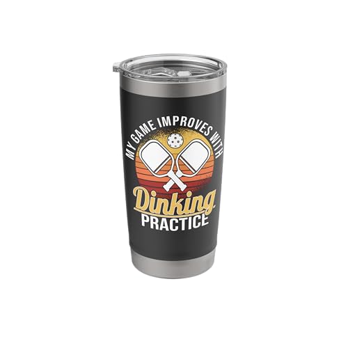 Game Improves With Dinking Practice Funny Pickleball Player Stainless Steel Insulated Tumbler