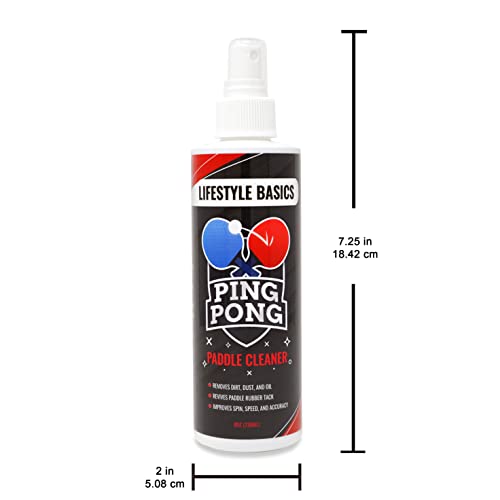 Lifestyle Basics Table Tennis Paddle Cleaner 8oz (236ml) Ping Pong Racket Rubber and Wood Cleaning Kit - Improves Spin and Accuracy