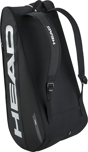 HEAD Tour Racquet Bag L (9R) Tennis Bag - Holds Up to 9 Racquets, CCT+ Climate Control Technology, 2 Main Compartments, Shoe Pocket & Backpack Carry System - color: Black