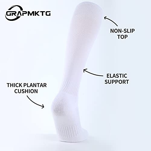 GRAPMKTG 3 Pack Softball Soccer Socks Baseball Football Socks for Youth Men and Women - color: White, size: Medium
