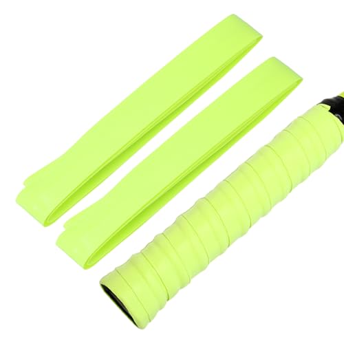 2 Pcs Tennis Racket Grip Tape, Dry Tennis Overgrip Tape, Anti-Slip Absorbent Grip, Racket Overgrip Tape - color: Fluorescent Yellow, size: Textured-43.3"x1"x0.03"