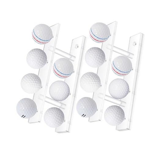 2Pcs Golfs Ball Organizers Rack 8 Balls Capacity Display Stand Clear Acrylic Golfs Holder Small Table Tennis Shelf Golf Organizer Rack