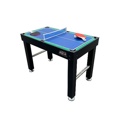 KICK Hexad 48" 6-in-1 Multi Game Table – Foosball, Billiards/Pool, Glide Hockey, Ping Pong, Mini-Shuffleboard & Mini-Bowling - color: Black