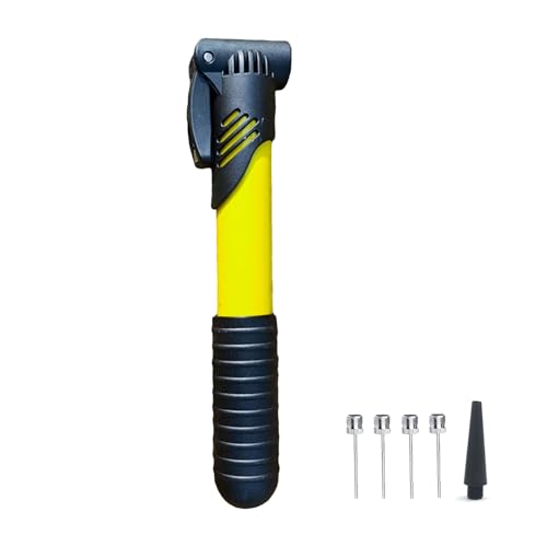 Ball Pump for Sports Balls - Push & Pull Inflating System - Hand Pump for All Exercise Balls - Volleyball Pump, Basketball Inflator, Football & Soccer Ball Air Pump - color: YELLOW