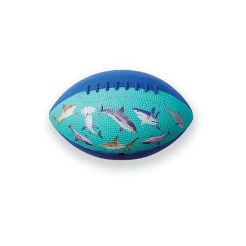 Crocodile Creek Football for Kids Ages 3 and Up - Inflatable Ball for Flag Football Games and Outdoor Sports - Made from Rubber - Sharks - 8-inch Length - color: Sharks, size: 8 inch