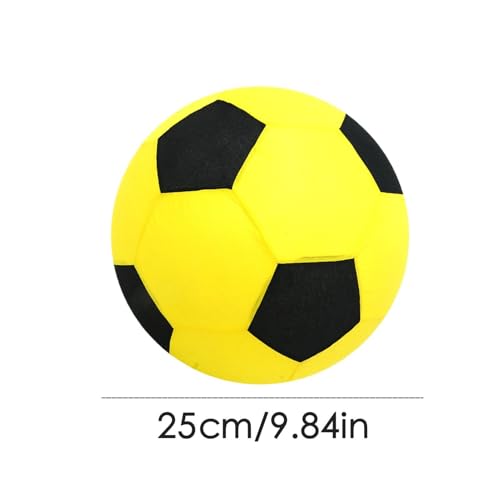 Inflatable Soft Football, Simulation Soccer Ball, 9.84 Inches Beach Toy with Leakproof, Elastic PVC Spheres, Indoor Play Toy with Bounce Design, Blow Up Football for Outdoor Use - color: Velvet Yellow
