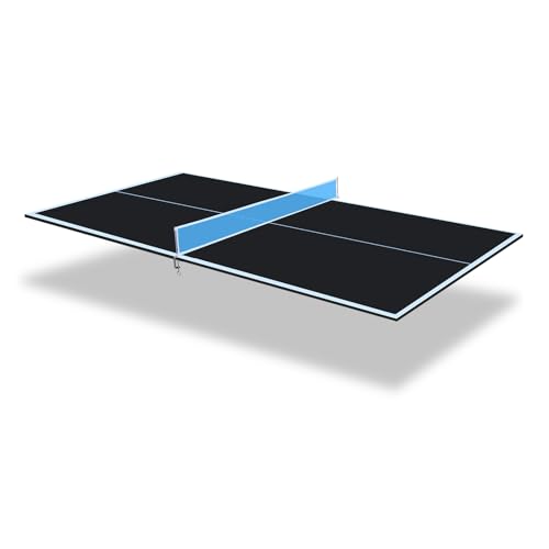 Ping Pong Table Top for Billiard Table - 6FT/7FT/8FT/9FT Foldable Table Tennis Topper with Net & Premium Foam Padding | Portable Table Tennis Conversion Top for Indoor & Outdoor Games - color: Black, size: 7x4FT