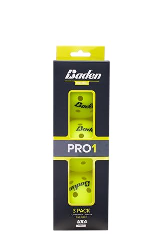 Baden PRO1 Outdoor Pickleball Balls 3-Pack | USA Pickleball (USAPA) Approved | Durable Tournament Grade One-Piece Construction for Competitive Players | Neon Yellow