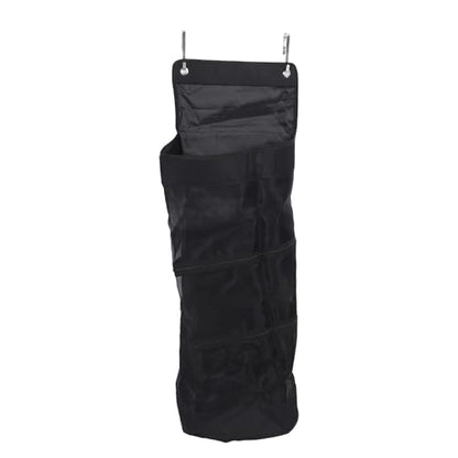 Drfeify Over The Door Hanging Sports Equipment Organizer, Large Capacity Nylon Mesh Storage Bag with Multiple Compartments, for Basketball Football Volleyball Tennis Gear