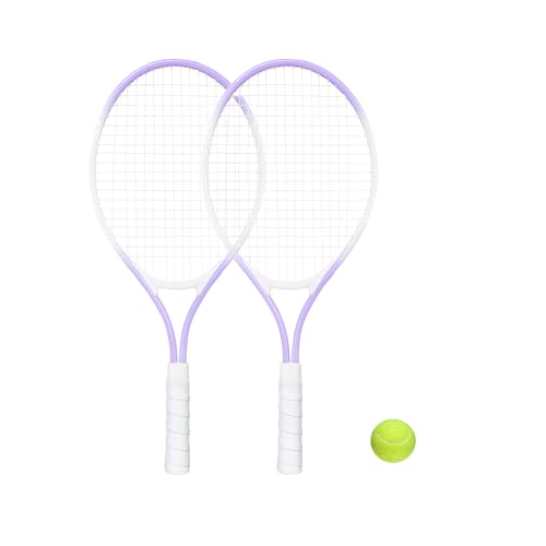 Children's Tennis Racket for 2 Players, Suitable for Beginners, pre Worn 27 inch Lightweight Children's Racket, Suitable for Boys and Girls, Equipped with Tennis - color: Purple