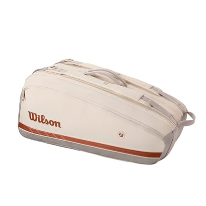 WILSON 2025 Roland-Garros Tennis Racket Bags - color: Cream/Clay, size: Holds up to 9 Rackets