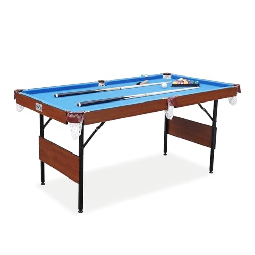 RACK Crux 55-inch Folding Billiard/Pool Table – Portable, Space-Saving Foldable Design - style: Blue 3-in-1 Multi Game