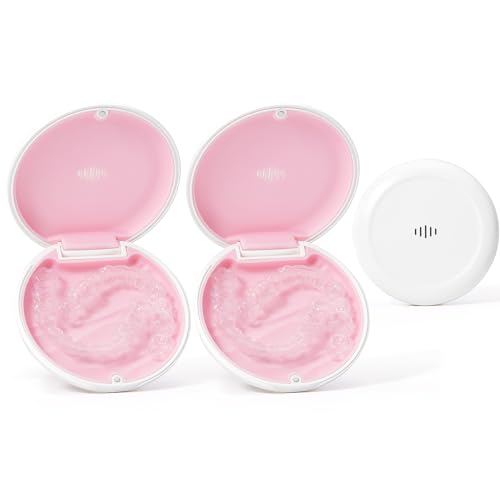 Retainer Case Slim Aligner Case with Vent Holes Removable Inner Tray Silicone for Easy Cleaning (2Pack White Pink) - color: 2Pack White Pink
