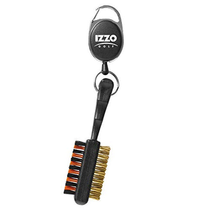 Izzo Golf Double Sided Golf Club Brush - Includes Golf Club Scrub Brush, Golf Club Groove Cleaner & Retractable Zinger for Golf Bag