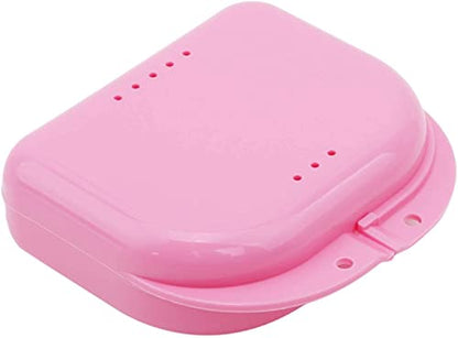 Generic Mouth Guard Case Orthodontic Retainer Box Denture Storage Container, Pink Durable and Professional